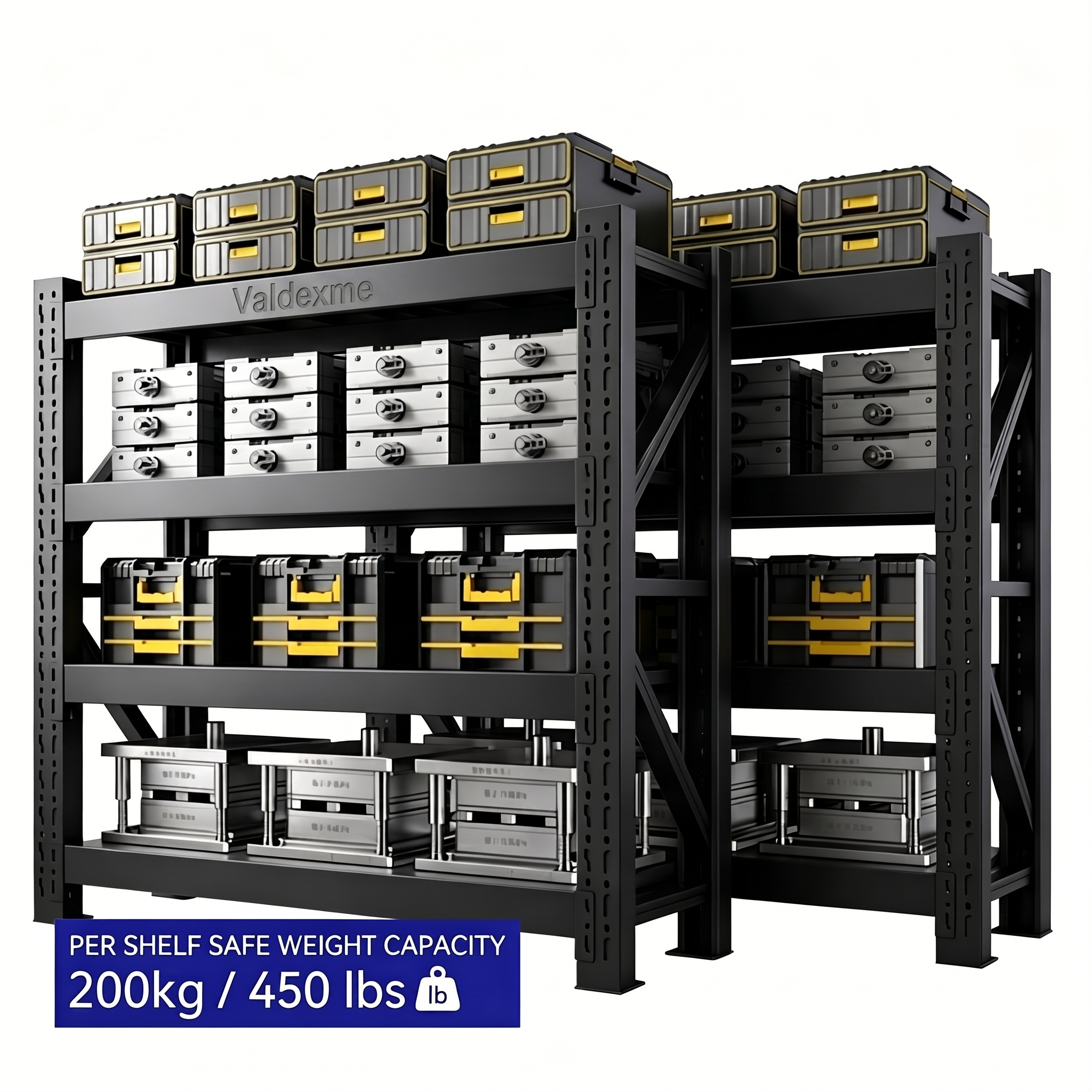 Valdexme  Heavy-Duty Garage Shelving Unit — 4-Tier Boltless Steel Rack | 6000 LBS Capacity | 79"W×24"D×79"H