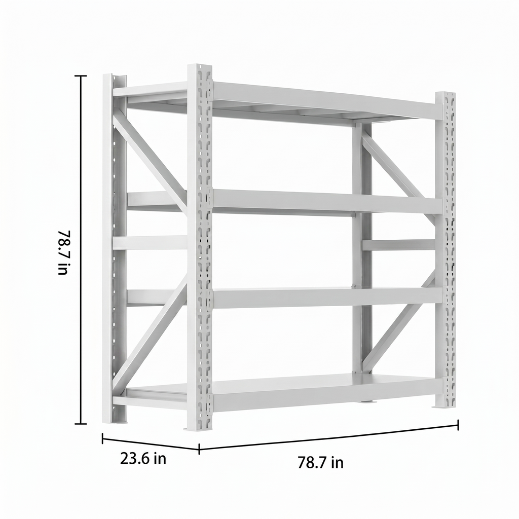 Heavy-Duty Garage Shelving Unit — 4-Tier Boltless Steel Rack | 2000 LBS Capacity | 79"W×24"D×79"H