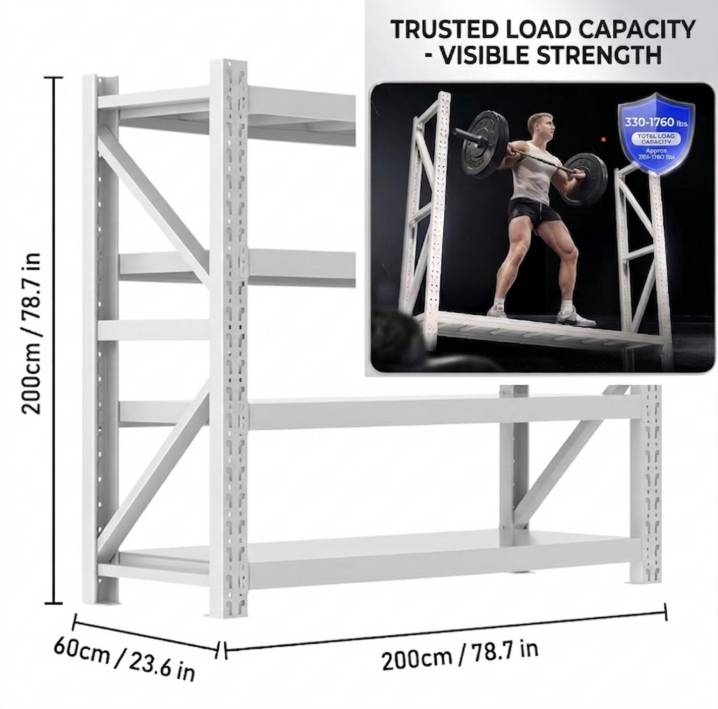 Heavy-Duty Garage Shelving Unit — 4-Tier Boltless Steel Rack | 2000 LBS Capacity | 79"W×24"D×79"H