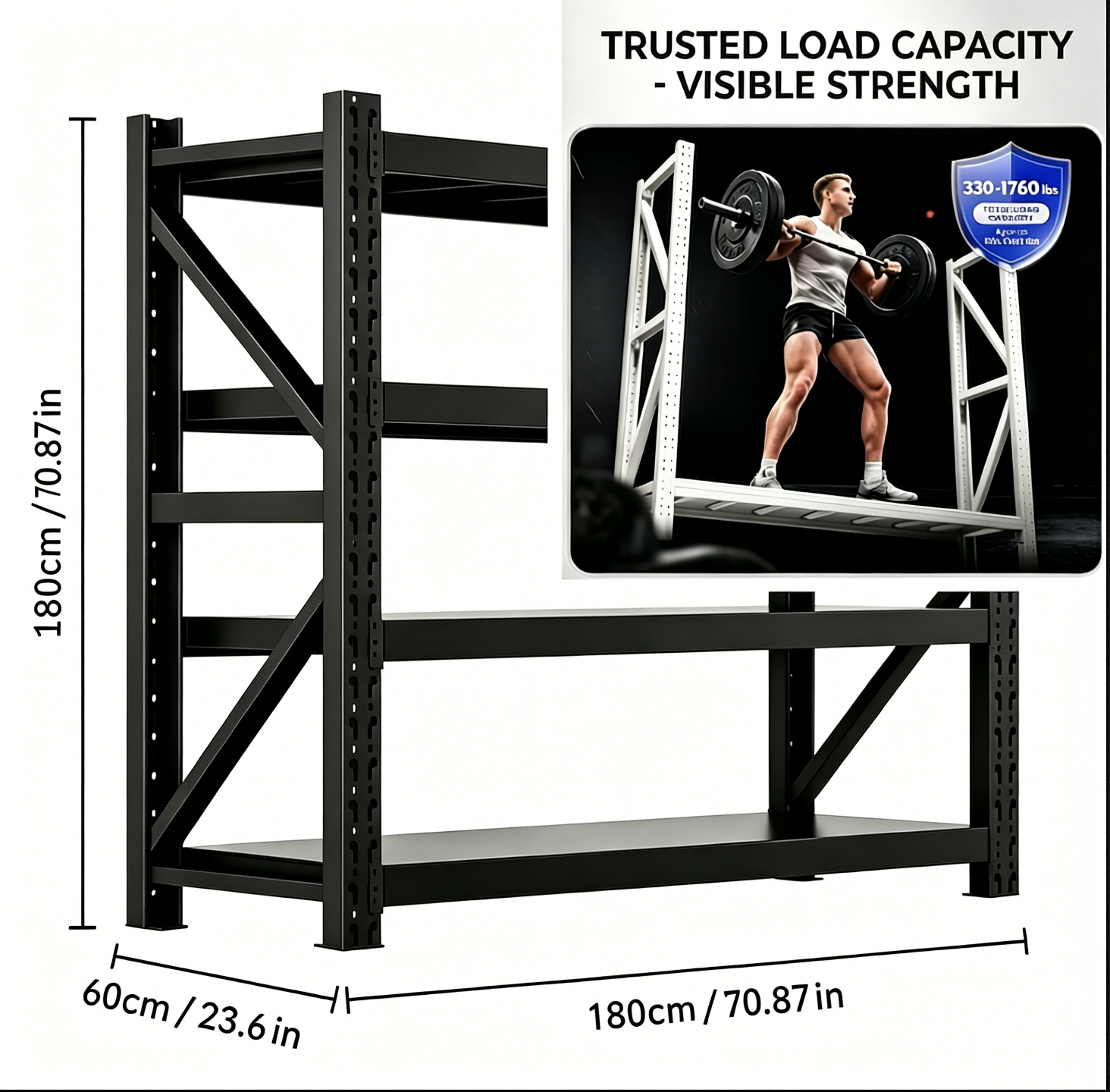 Heavy-Duty Garage Shelving Unit — 4-Tier Boltless Steel Rack | 2000 LBS Capacity | 79"W×24"D×79"H